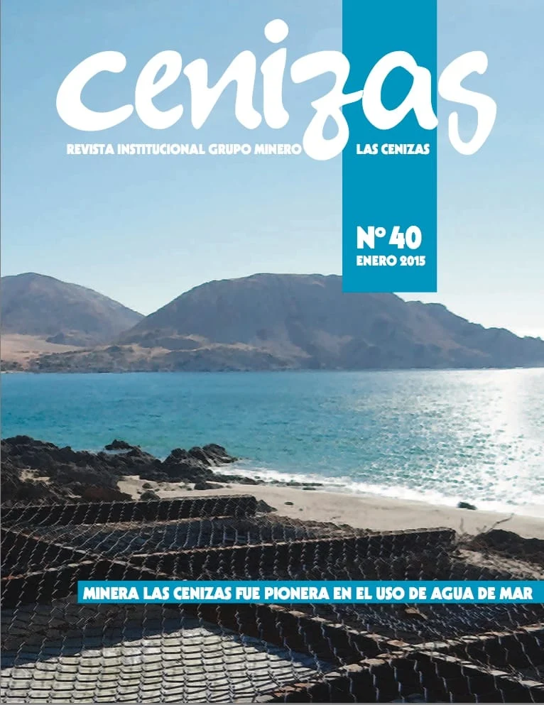 Portada revista Cenizas con paisaje costero y montañas