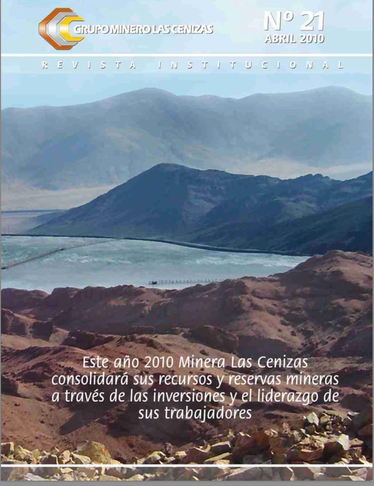 Portada revista minera con paisaje de montañas