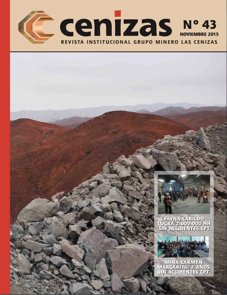Portada revista Cenizas con paisaje minero montañoso