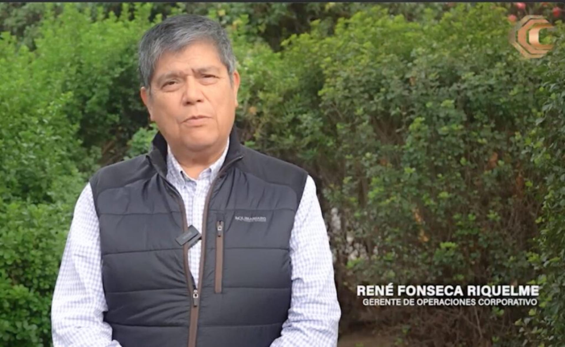 Hombre hablando frente a arbustos verdes